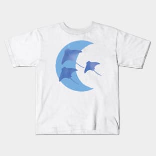 Cownose Rays Crescent Moon - Blue Kids T-Shirt